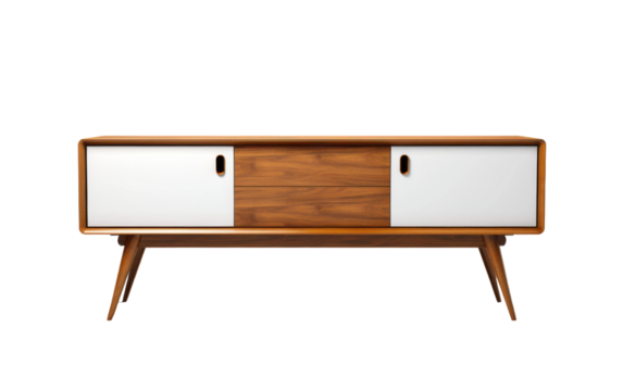 Classic Wooden TV Console on transparent background