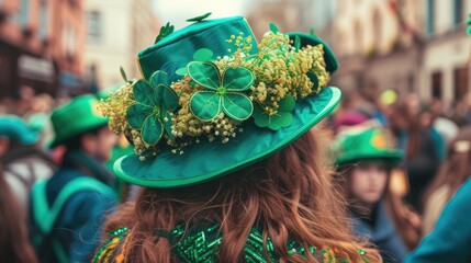 Vibrant Saint Patrick's Day Carnival Celebration on the Streets A Feast of Green and Joy