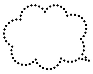 シンプルなモクモクした雲形の点線の吹き出し