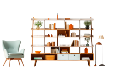 Sleek Nordic Shelving Unit on transparent background