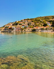 Fototapeta na wymiar Beautiful scenery. Small village by the sea.