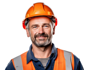 Happy builder or construction worker, cut out