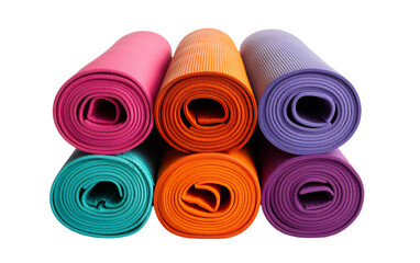 Variety of Rolled Yoga Mats on transparent background