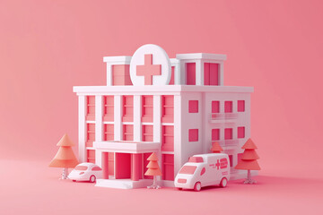 Obraz premium 3d healthcare and hospital illustration minimalistic