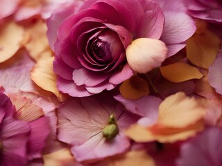 Fototapeta premium Petals of Passion: Delving into the Textures, Colors, and Abstract Shapes of Flower Petals, Evoking the Eternal Feelings of Love and Beauty