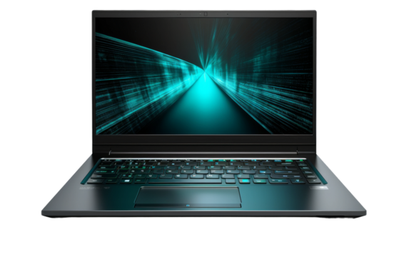 Trendy Illuminated Laptop on transparent background