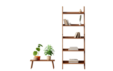 Efficient Step Bookshelf on transparent background