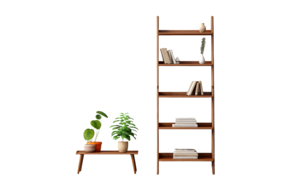 Efficient Step Bookshelf on transparent background