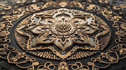 An intricate and delicate mandala design with intricate patterns and details