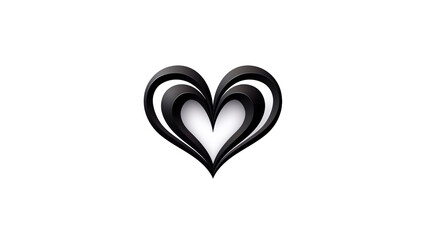 Black Heart on White Background. Minimalist. Love Concept.