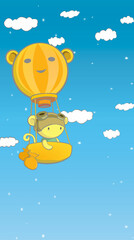 illustration of a monkey flying in the sky