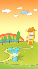 Illustration of the world in a fairy tale