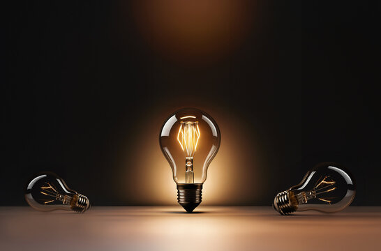 light bulb on black background .A bright idea.