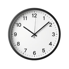 Modern white wall clock with a minimalist design, cut out