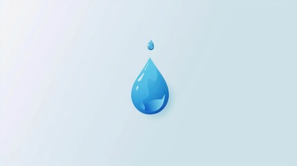 A stylized graphic of a blue water drop with a smaller drop above it, centered on a light blue gradient background.
