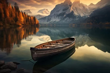 Foto op Canvas a boat on a lake © Petru
