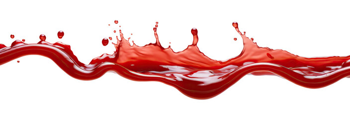 Vibrant and energetic splash of a red liquid similar to red berry jam, juice or punch, cut out