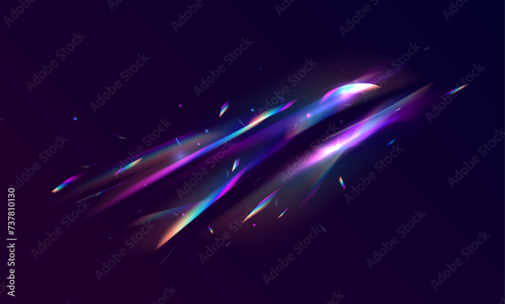 Leinwandbilder Transparent light refraction pattern for adding effects to backgrounds and objects. Abstract refraction glow effect on black background.	