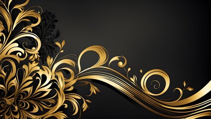 Floral background with golden elements