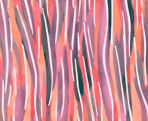 Abstract textured watercolor  pattern with vertical curves in a vivid  pink gradient