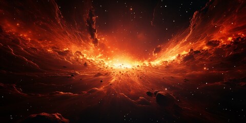 a fiery explosion in space