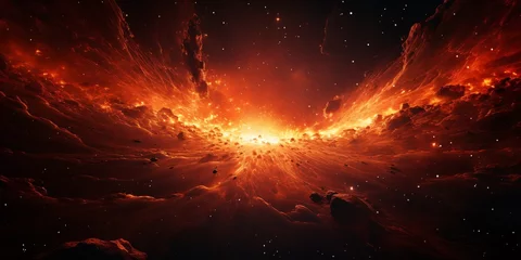 Fotobehang a fiery explosion in space © John
