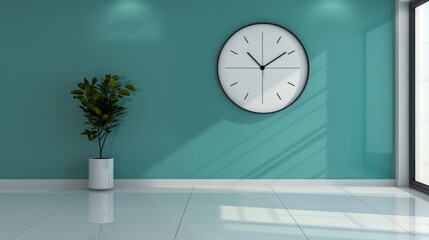 Contemporary Entrance Hall with Minimalist Design and Striking Wall Clock