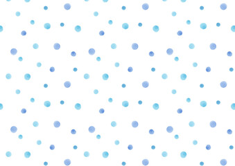 【青】手描きっぽい水彩風水玉模様