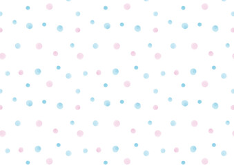 【ピンク・青】手描きっぽい水彩風水玉模様
