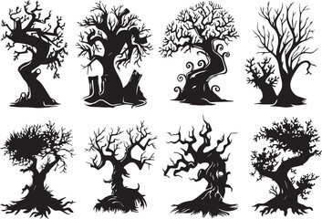 Set Trees. Hand drawn vector illustration