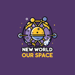 Obraz premium 2d vector illustration space rocket plant earth 