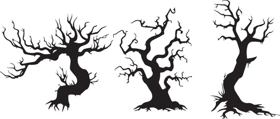 Set Trees. Hand drawn vector illustration