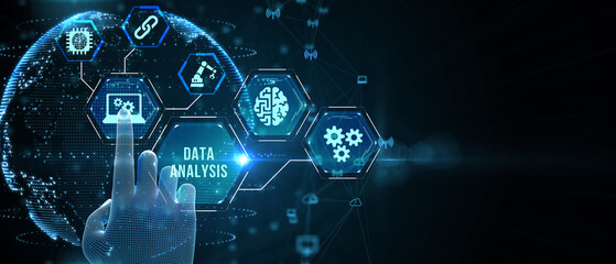Data Analysis for Business and Finance Concept. Information report for digital business strategy. Business, technology, internet and networking concept. 3d illustration
