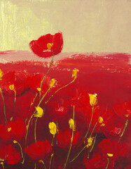 Buttercup flower abstract art painting
