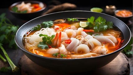 chicken noodle soup with vegetables - obrazy, fototapety, plakaty