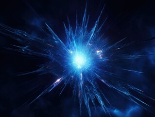 Naklejka premium Blue Star Burst in the Dark Sky