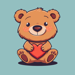 Fototapeta premium illustration of cute bear with heart