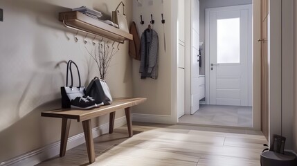 Contemporary Entrance Hall with Minimalist Shoe Rack