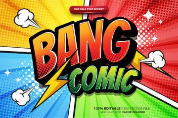 Bang Comic adventure editable text effect logo template