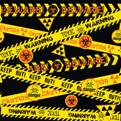 Hazard warning tape yellow caution, Seamless Pattern of Hazard warning tape