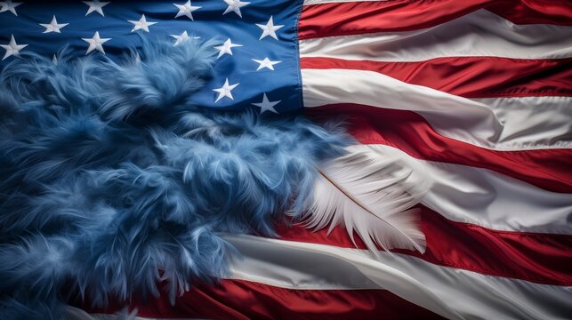 American Flag With Feather