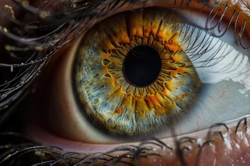 Möbelaufkleber A detailed close-up photograph of an eye showcasing a striking yellow iris, Close up of human eye iris details, AI Generated © Iftikhar alam