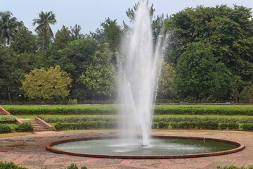 Fountain in the middle of the park.