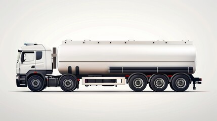 Oil trailer and gasoline tanker. vector format separated on a white background. 3D illustration. - obrazy, fototapety, plakaty