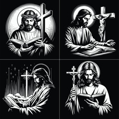 Jesus Christ Crown of Thorns  vector , line art bundle File