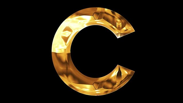 C letter alphabet 2024 golden shine animation video