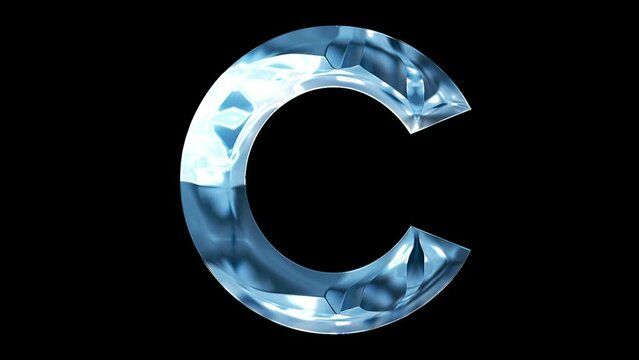 C letter alphabet 2024 silver blue shine animation video