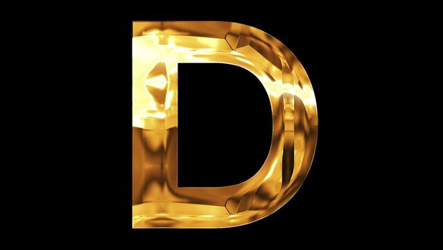 D letter alphabet 2024 golden shine animation video
