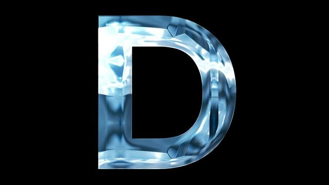D letter alphabet 2024 silver blue shine animation video