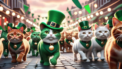 st patricks day theme - cats walking in the parade